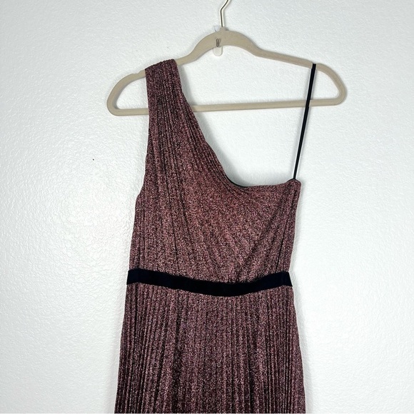 BCBGMAXAZRIA Yasmin One Shoulder Pleated Metallic Evening Gown size M - Picture 7 of 10